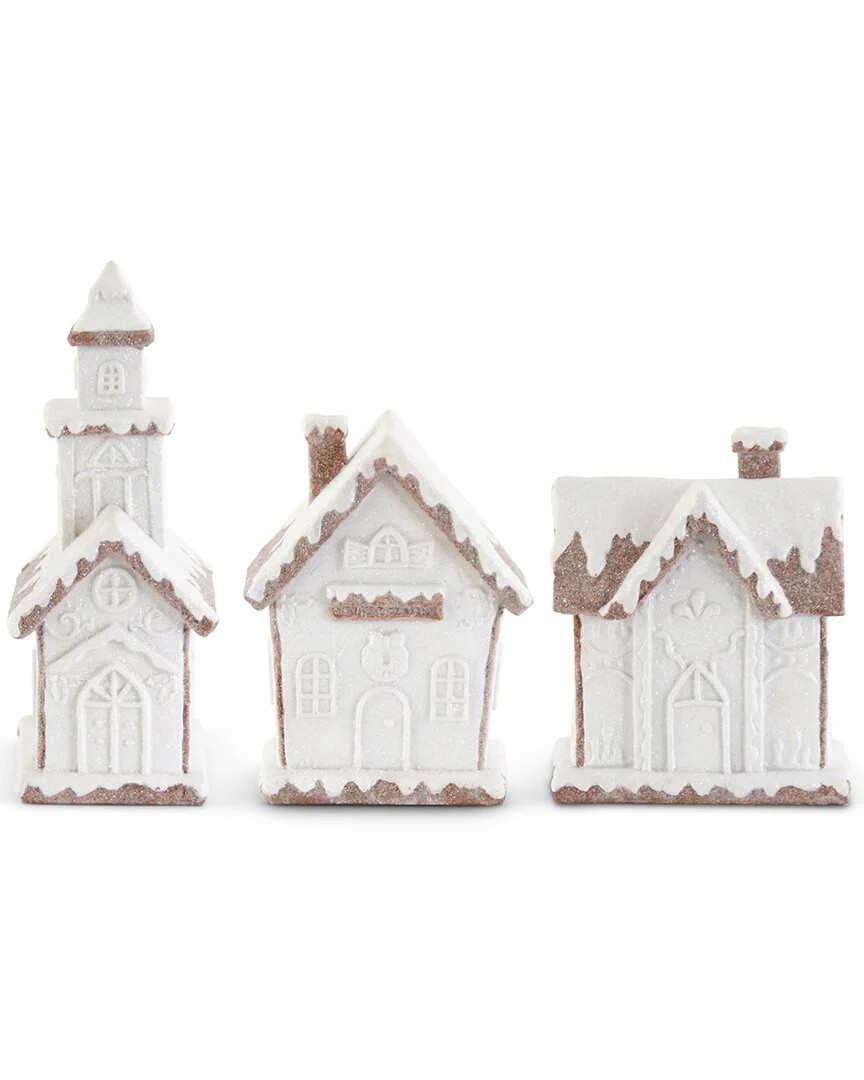 K & K Interiors Set of 3 Glittered Frosted Gingerbread Houses | Shop Simon