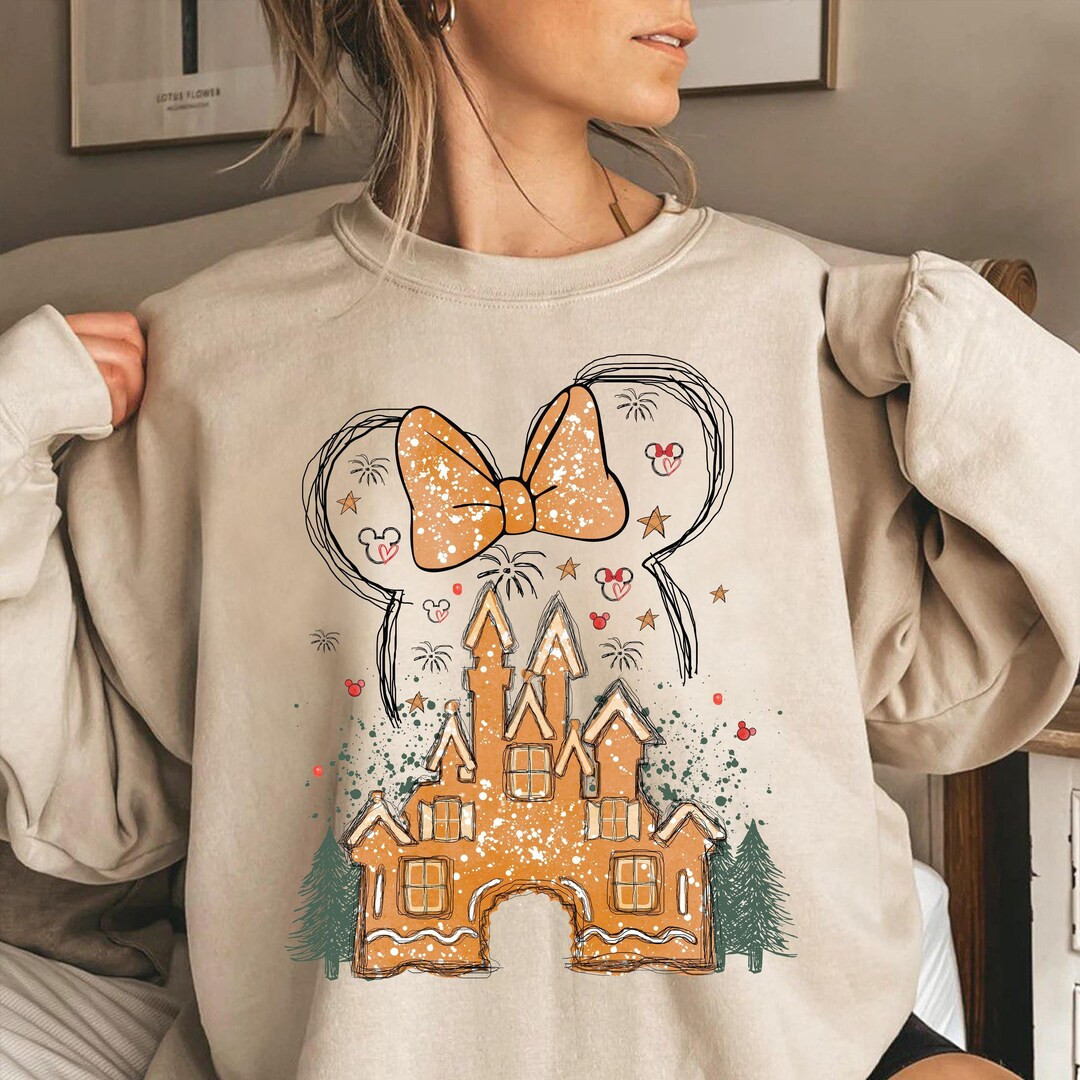 Minnie Gingerbread Castle Christmas Sweatshirt, Disney Christmas Sweatshirt, Disney Holidays Shir... | Etsy (US)