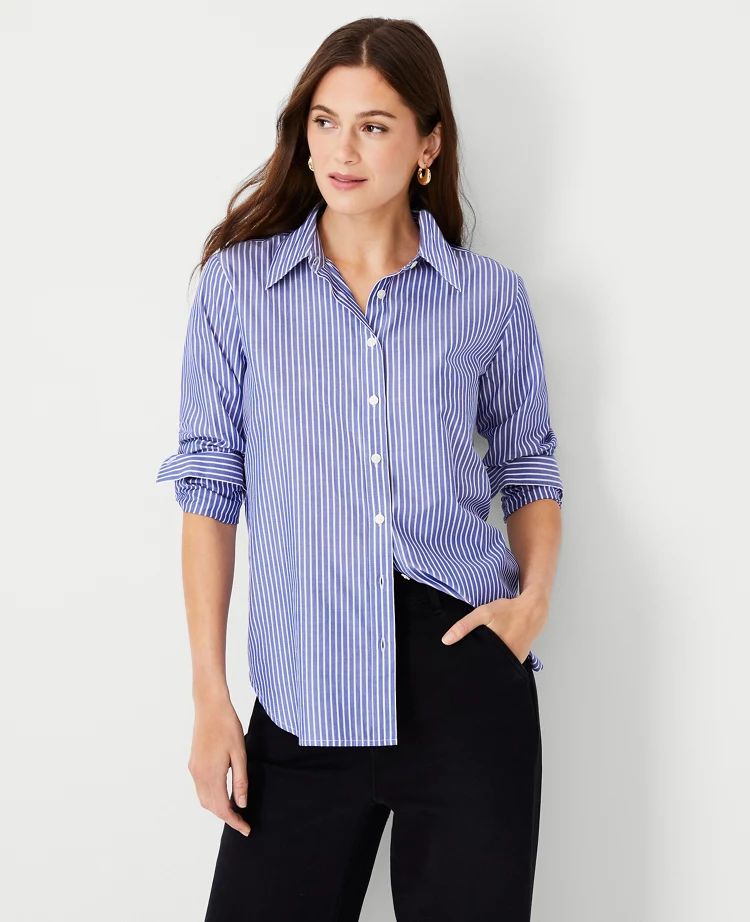 Petite Striped Relaxed Perfect Shirt | Ann Taylor (US)
