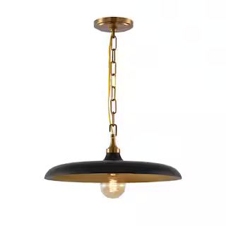 Sofiton Industrial Modern 1-Light Black and Painted Brass Indoor Adjustable Height Ceiling Mount ... | The Home Depot