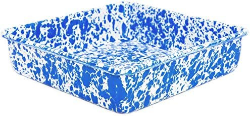 Crow Canyon Home Enamelware Square Brownie Pan, 9 inch, Blue/White Splatter | Amazon (US)