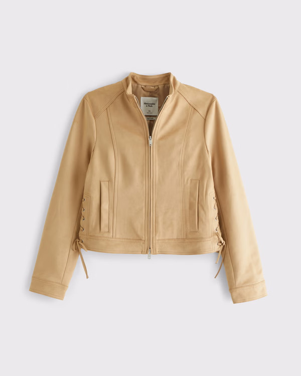 Slim Vegan Suede Mockneck Jacket | Abercrombie & Fitch (US)