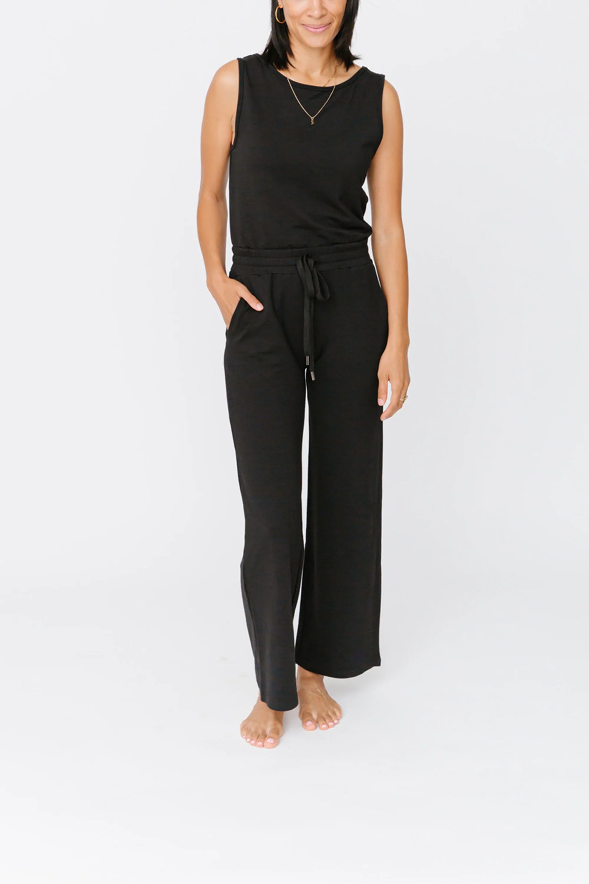 Smash + Tess | The Elevate Happy Hour Wide Leg Romper in Midnight Black | SMASH+TESS