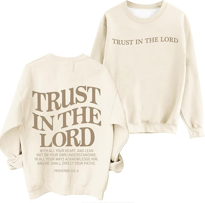 Tuislay Trust In The Lord Sweatshirt Bible Verse Christian Graphic Sweatshirts for Women Crew Nec... | Amazon (US)