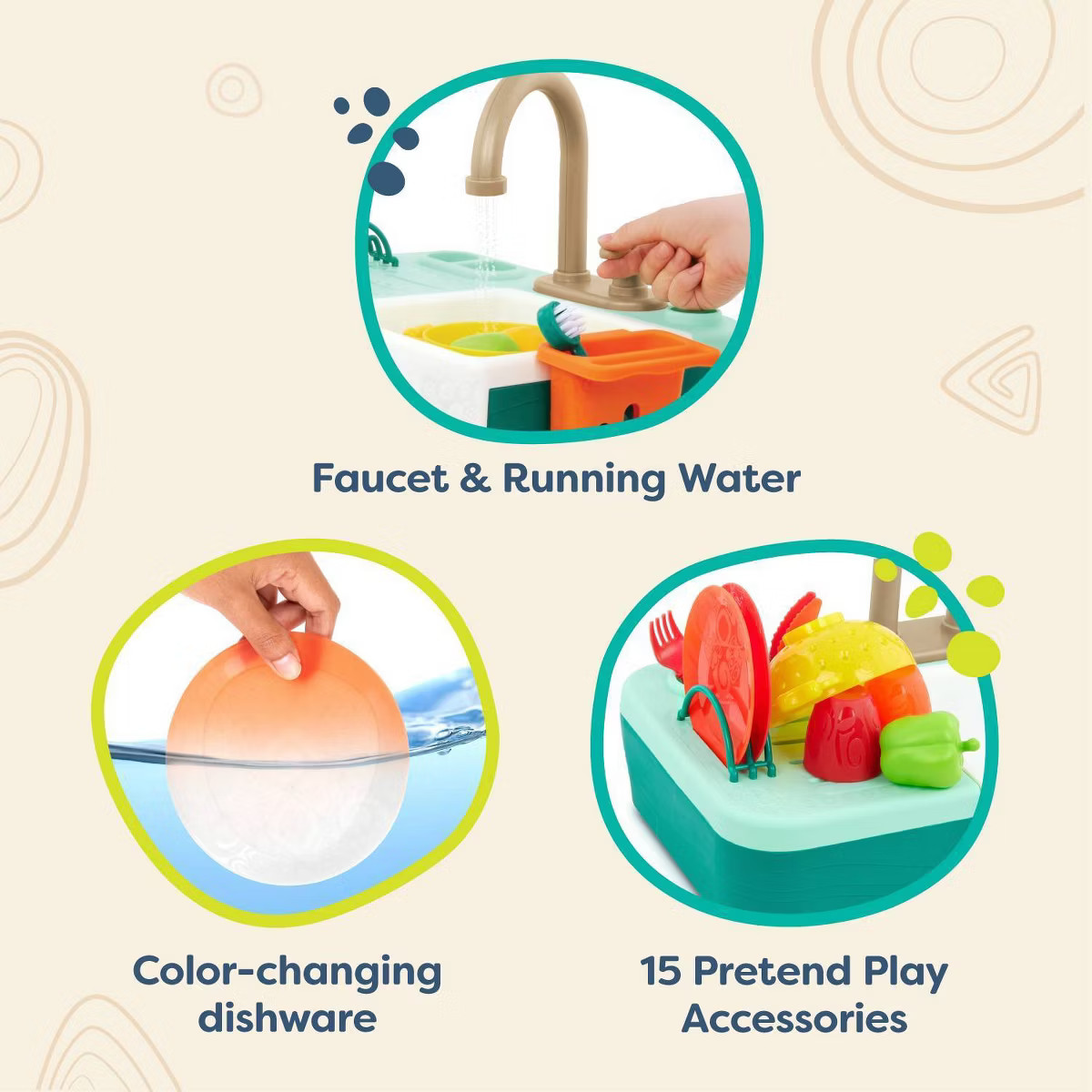 B. toys Running Water Play Sink - Splash-n-Scrub Sink - Kids Kitchen Playset | Target