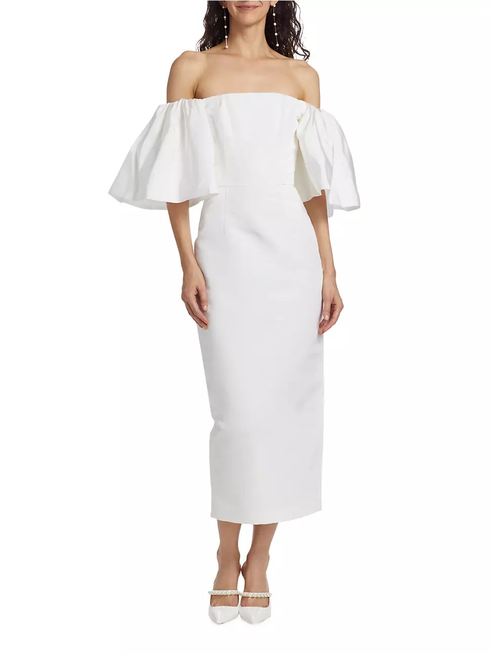 Andrea Bow-Embellished Silk Midi-Dress | Saks Fifth Avenue