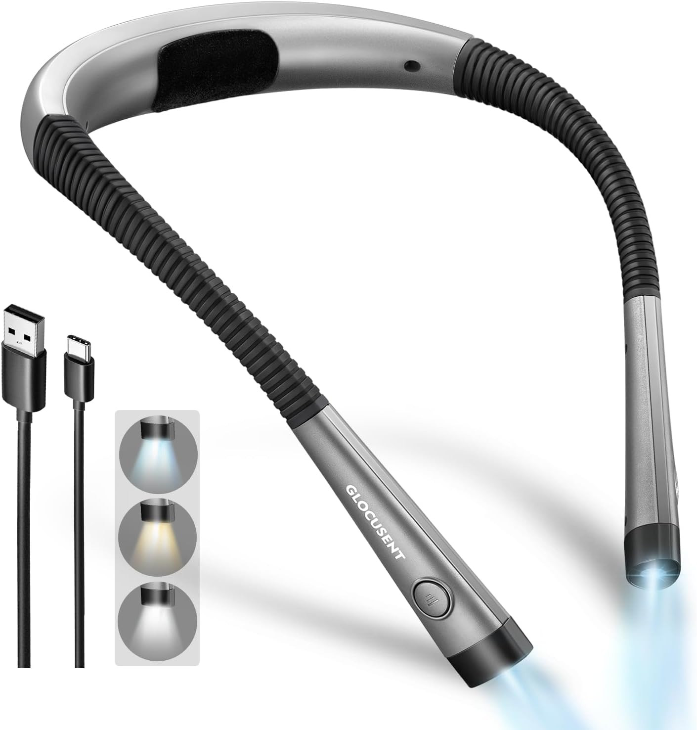 Glocusent Reading Light,Bendable Neck Light,80-hr Rechargeable Book Light | Amazon (US)