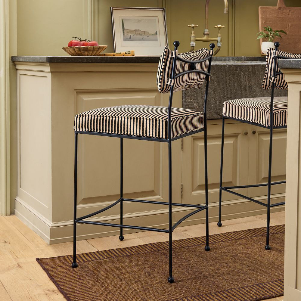 Pierce & Ward Iron Upholstered Counter Stool | West Elm (US)