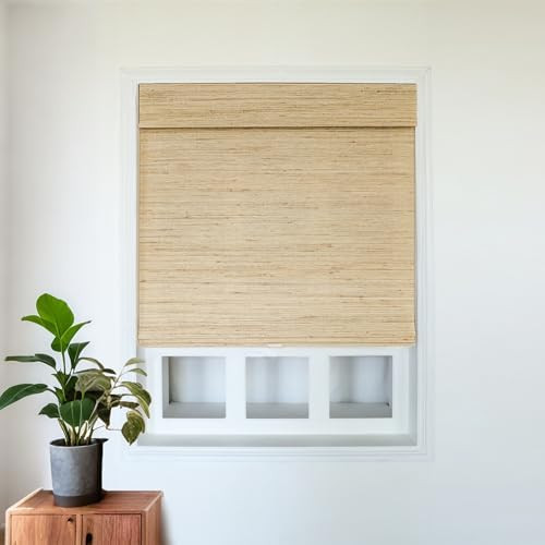 Ramie Cordless Bamboo Roman Window Shades, Natural Woven Bamboo Blinds, Custom Light Filtering Sh... | Amazon (US)