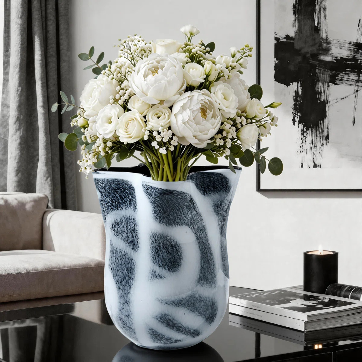Orren Ellis Irregular Hand-blown Colored Glaze Vase;Table Vase;Wide-mouth Vase;Modern Sculptural ... | Wayfair North America