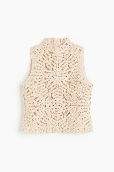 Crochet-look Top - Cream - Ladies | H&M US | H&M (US + CA)