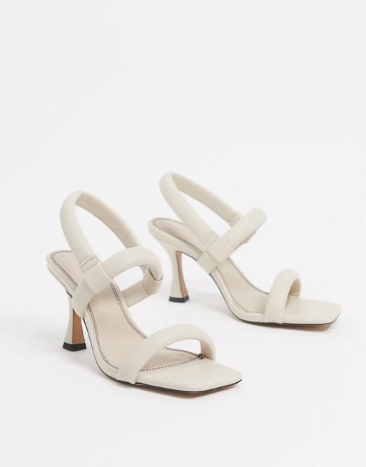 ASOS DESIGN Hickory padded mid-heeled sandals in white | ASOS (Global)