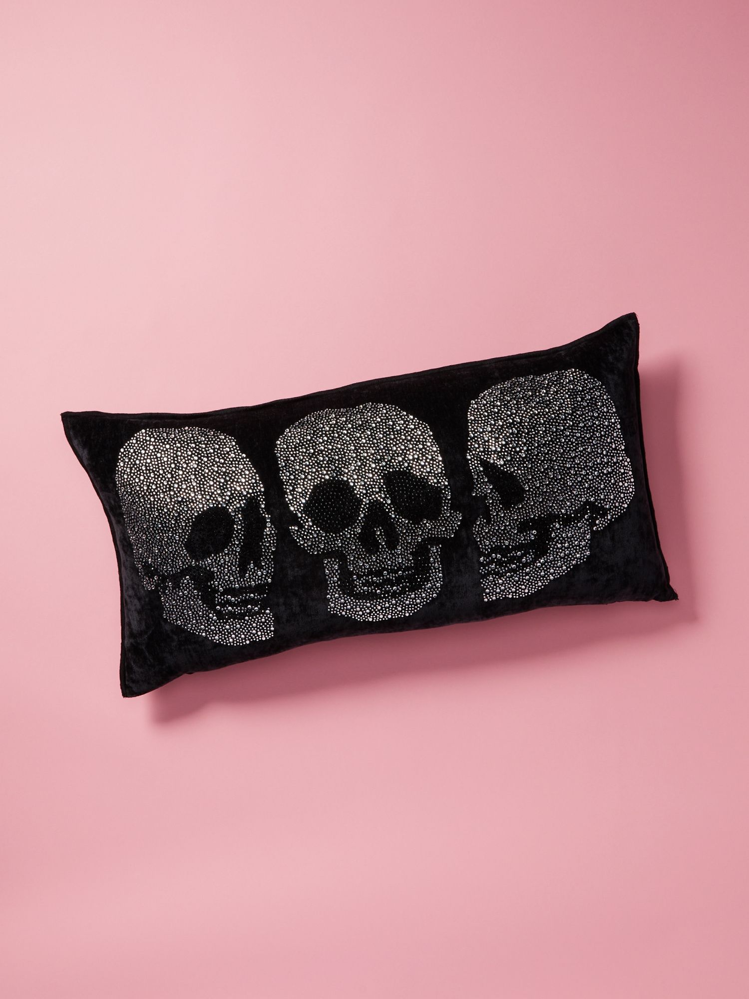 12x24 Velvet Bling Three Skulls Pillow | HomeGoods