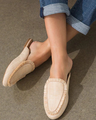 Neutral Fringe Raffia Mules | Chico's