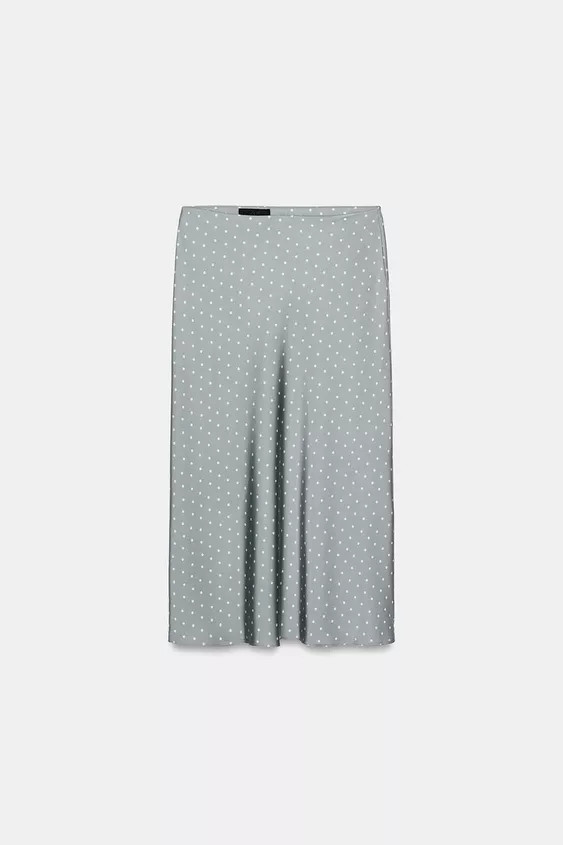 POLKA DOT SATIN MIDI SKIRT | Zara UK