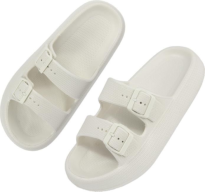 BenSorts Women Men Pillow Sandals Thick Sole Adjustable Buckles EVA Cloud Slides Slippers | Amazon (US)