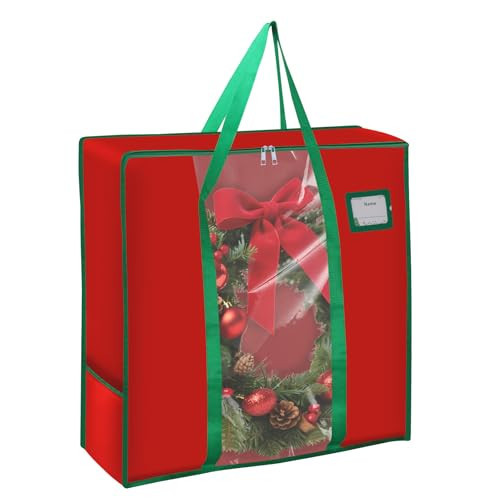 26 inches Wreath Storage Bag, 600D Oxford Cloth Wreath Storage Container, Wreath Storage Box for Spring Summer Christmas Wreath Decorations or Clothing Blanket Comforters Bed Sheets Pillows | Amazon (US)