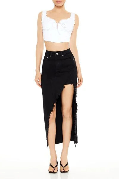 Frayed Denim Midi Skirt | Forever 21