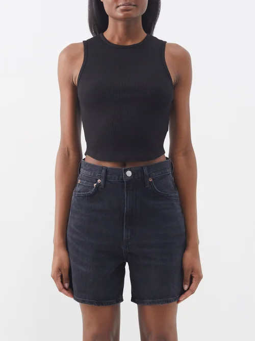 Agolde - Nova Ribbed Cotton-jersey Tank Top - Womens - Black | Matches (US)