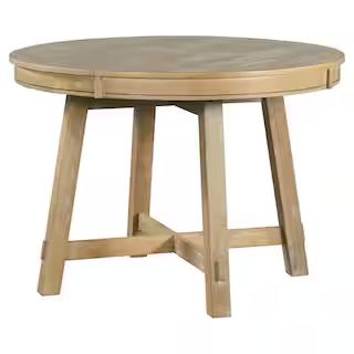 URTR 42 in. - 58 in. Round Natural Wood Wash Wood Top Extendable Dining Table, Kitchen Dining Roo... | The Home Depot