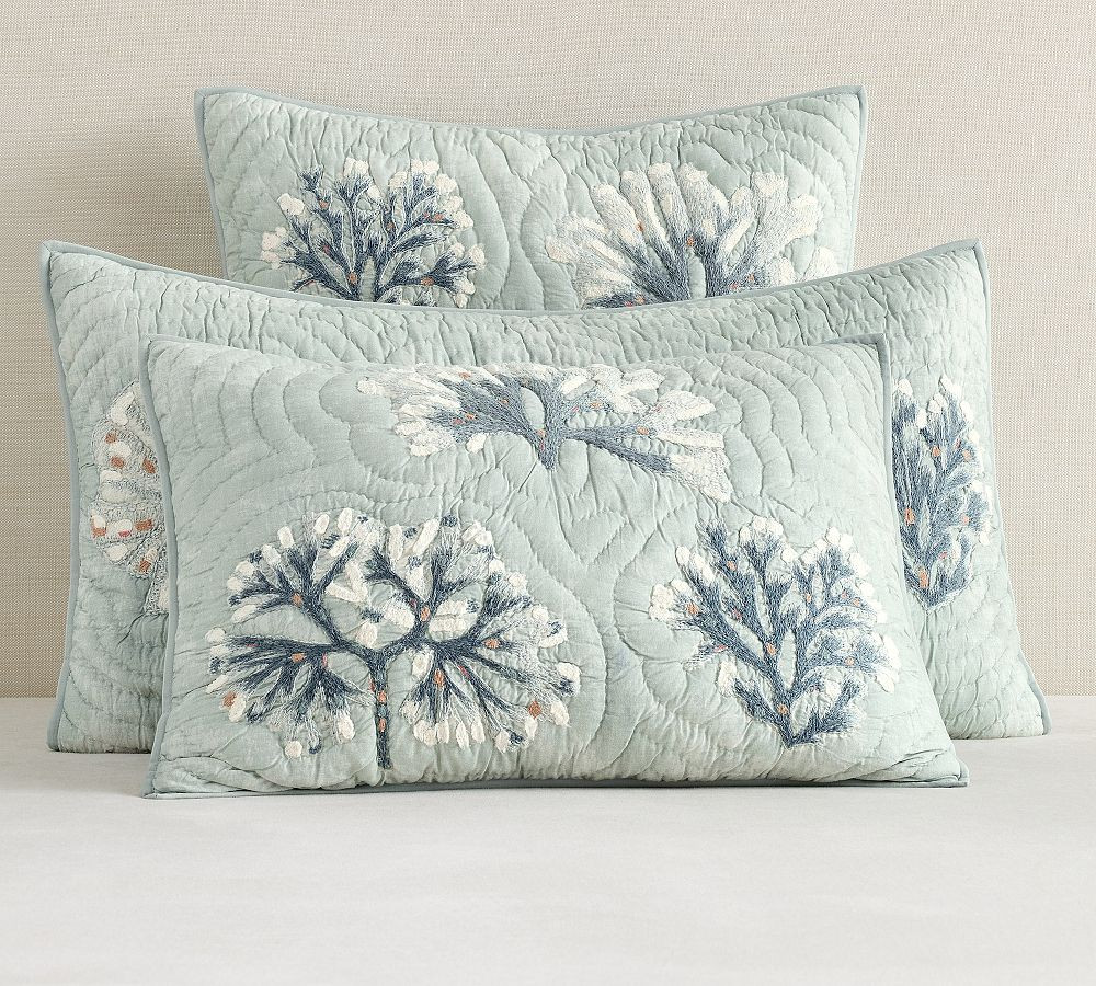 Coral Reef Embroidered Quilted Shams | Pottery Barn (US)