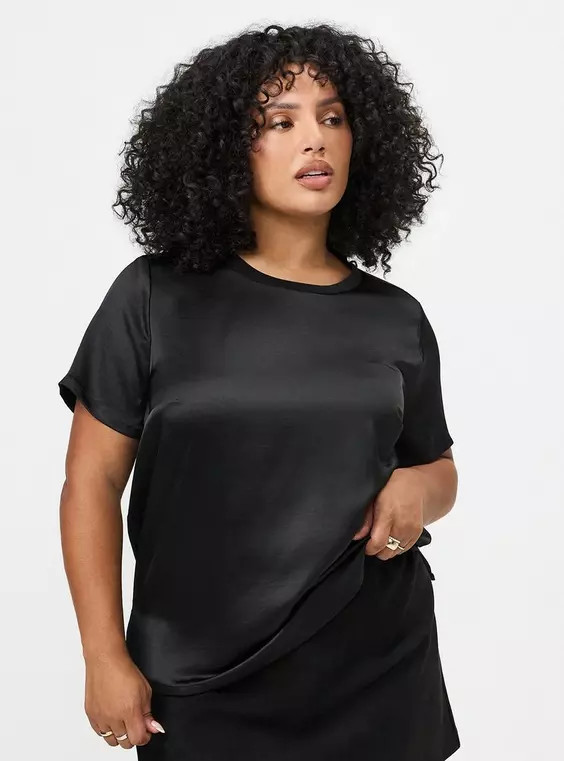 Satin Crew Top in Gold | Torrid (US & Canada)