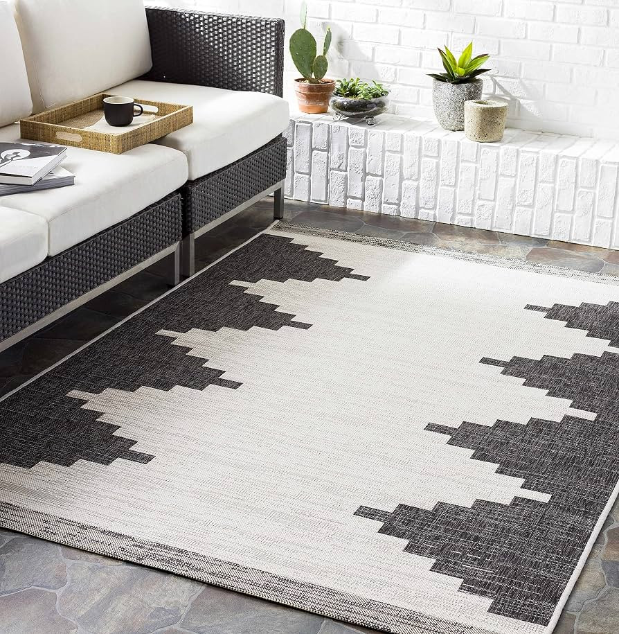 Hauteloom Djugun Outdoor Area Rug - Outside Porch Patio Rug Carpet - Waterproof Rug - Geometric -... | Amazon (US)