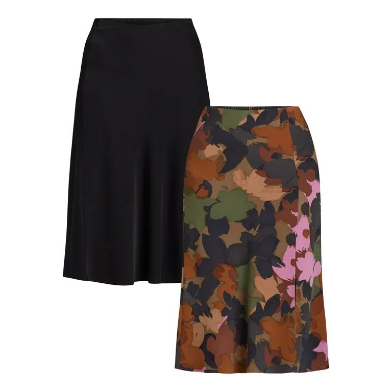 Time and Tru Women's Midi Slip Skirt, 2 Pack, Sizes XS-XXXL | Walmart (US)