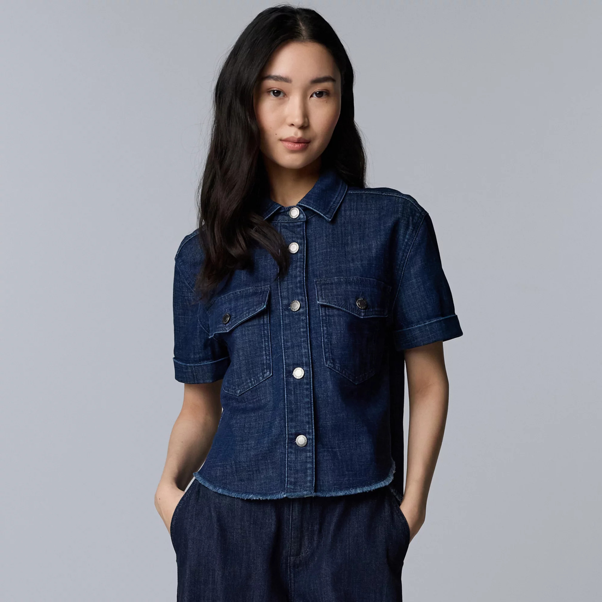 Women's Simply Vera Vera Wang Short Sleeve Denim Jacket | Kohl's
