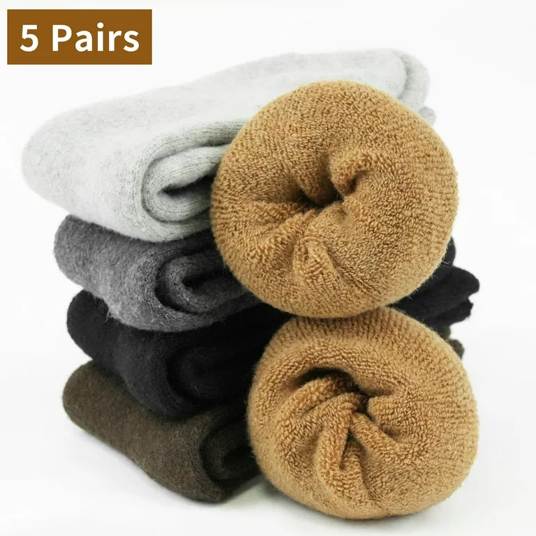 Qissep 5 Pairs Thickened Merino Wool Socks Winter Thermal Socks for Women Mom | Walmart (US)