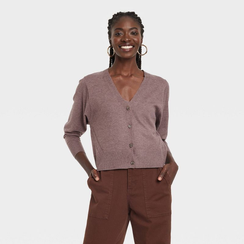 Women's Button-Front Fine Gauge Ribbed Cardigan - A New Day™ | Target