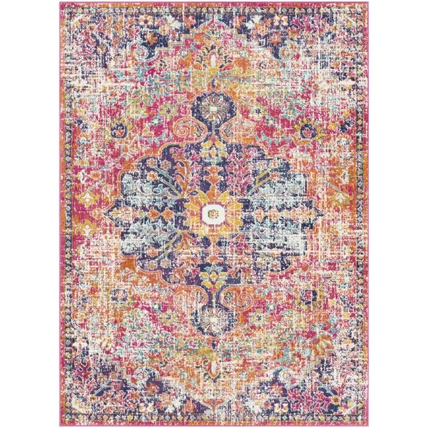Walmart Sandhya Purple/Orange Bohemian Medallion 5'3" x 7'3" Area Rug | Walmart (US)