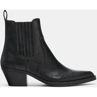 Zara - Leather Topstitched Cowboy Ankle Boots - Women - Black - Women | Zara US