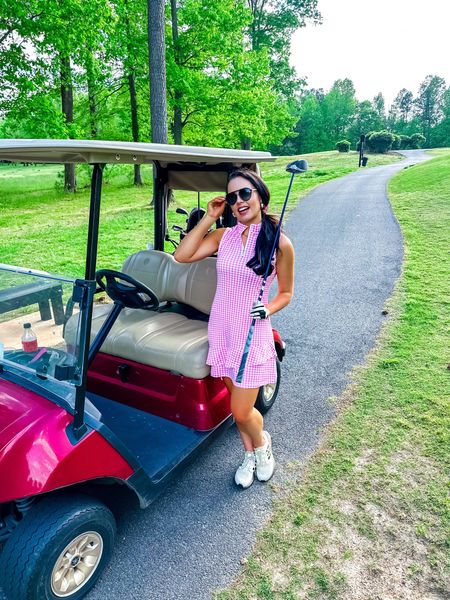 Under $40 amazon plaid golf dress (sized up to a medium), under $15 amazon sunglasses and adidas ultra boost sneakers —a perfect athleisure and tennis or golf look! #founditonamazon 

#LTKFindsUnder50 #LTKActive #LTKFitness