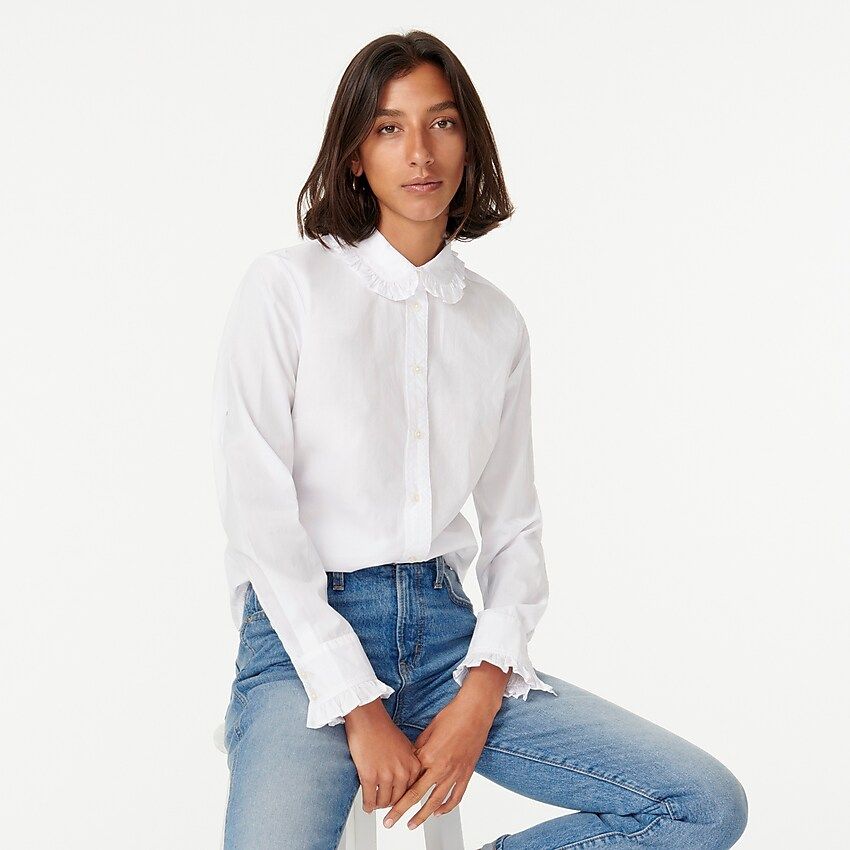 Ruffle-collar cotton poplin shirt | J.Crew US