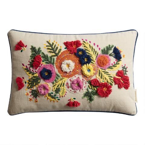 Multicolor Floral Burst Lumbar Pillow | World Market