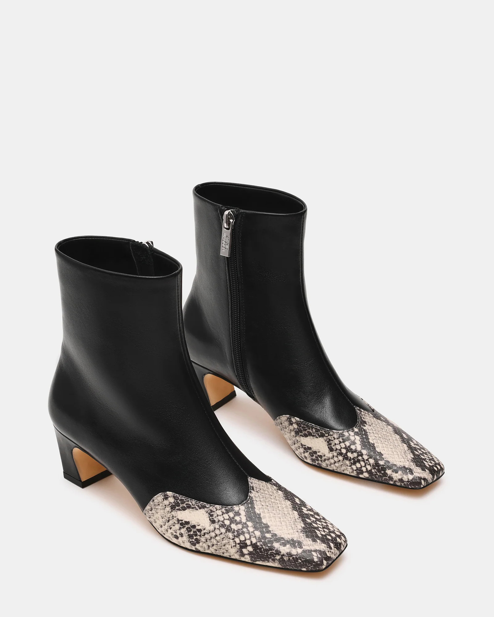 JAMASON-A Black Multi Block Heel Ankle Bootie | Women's Designer Booties | Steve Madden (Canada)