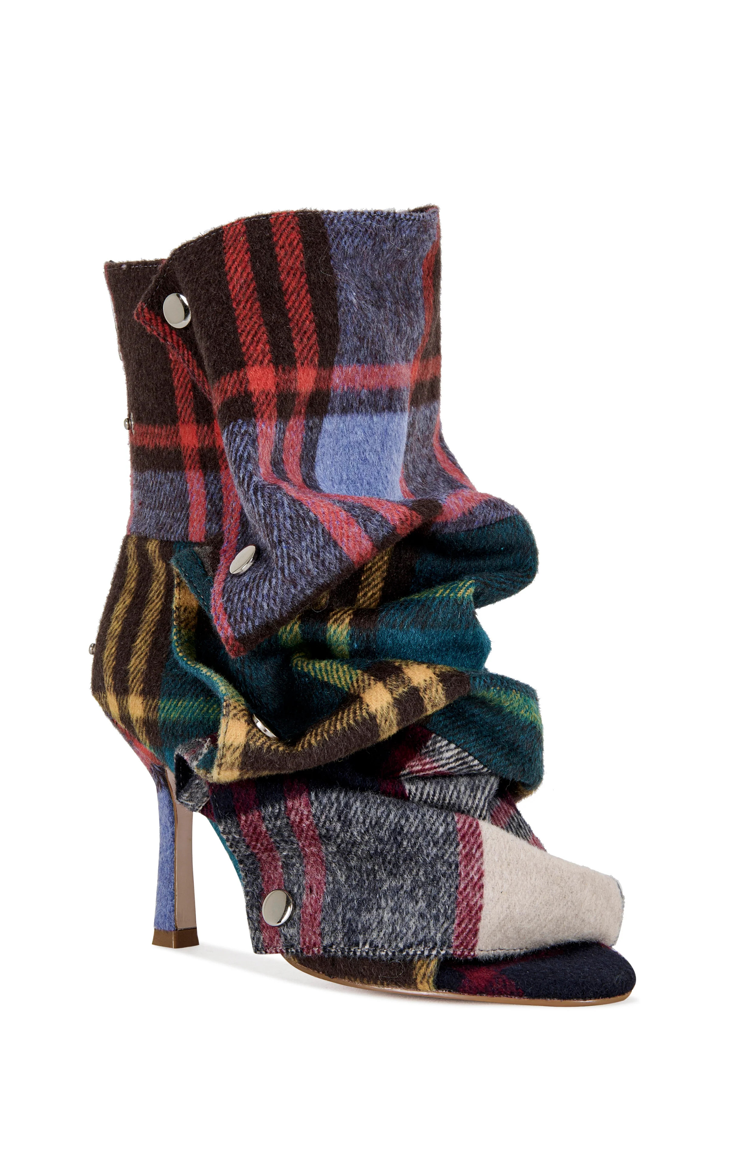 BIRDSONG-PLAIDMULTI PEEP TOE STILETTO BOOTIE | Azalea Wang