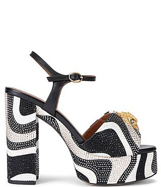 Kurt Geiger London Kensington Leather Crystal Embellished Logo Ornament Platform Sandals - 38.5(8) | Dillard's