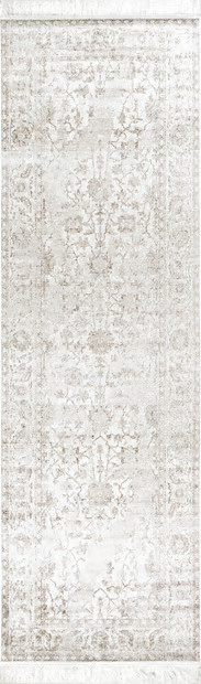Ivory Fading Floral Fringe 2' 8" x 8' Area Rug | Rugs USA