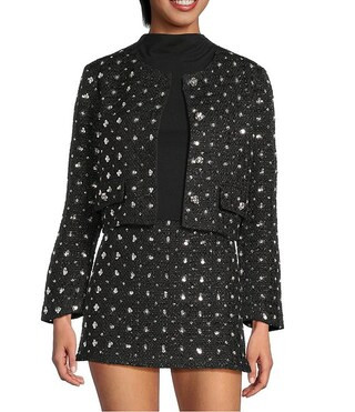 Gianni Bini Brielle Rhinestone Embellished Coordinating Tweed Jacket | Dillard's | Dillard's