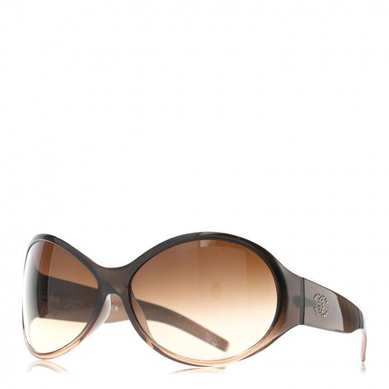 CHANEL CC Crystal Sunglasses 6016 Brown | Fashionphile