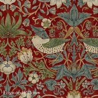 Crimson Strawberry Thief Curtain, Farmhouse, Red Curtains, William Morris, Panel, Morris Window Treatments, Bedroom, Living Room Drapes | Etsy (US)