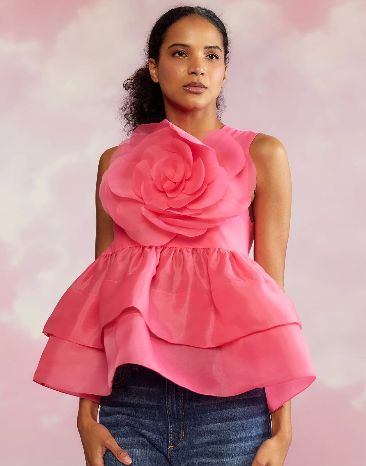 Chloe Organza Flower Top | Cynthia Rowley