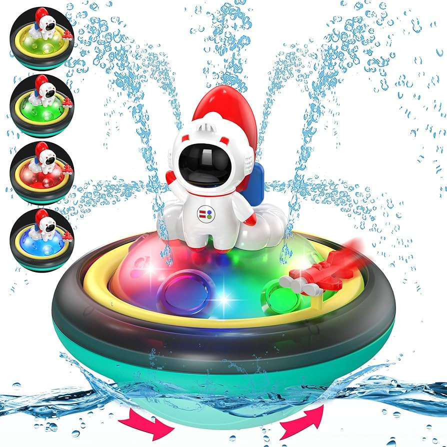 Baby Bath Toys for Toddlers, CRIOLPO Spray Water Toy Rotation Baby Light up Bath Toys, Automatic ... | Amazon (US)