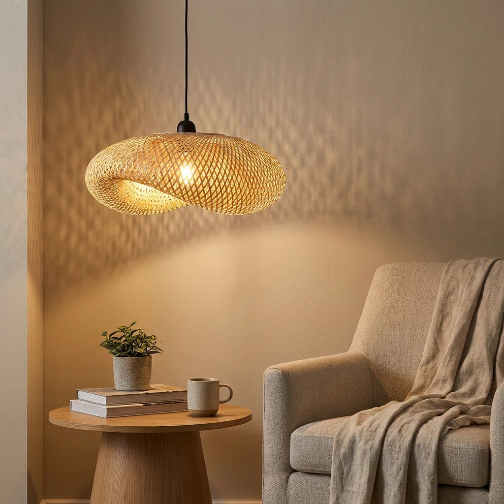 Bay Isle Home\u2122 Cordrey Farmhouse Woven Bamboo Pendant Lighting Fixtures, Adjustable Vintage ... | Wayfair North America