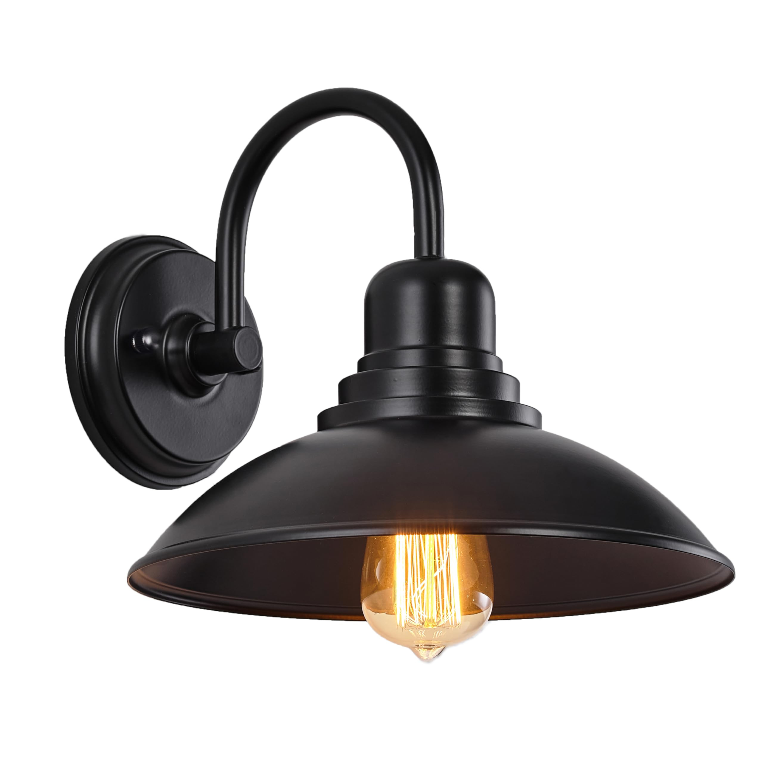 Black Gooseneck Barn Light Indoor, Farmhouse Vanity Lighting Fixtures with E26 Based Socket, Roun... | Amazon (US)