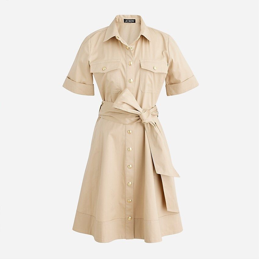 Tie-waist shirtdress in lightweight chino | J.Crew US