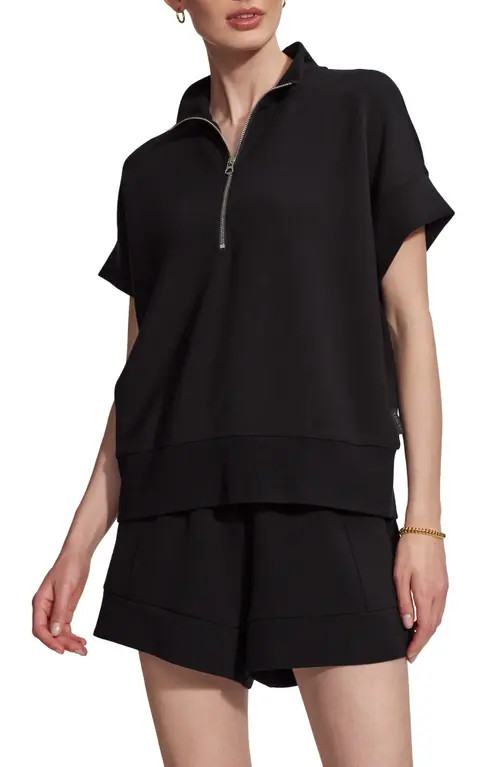 Varley Ritchie Short Sleeve Half Zip in Black at Nordstrom, Size X-Large | Nordstrom
