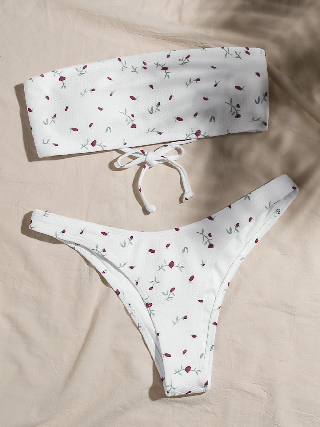 Floral Print Bandeau Cheeky Bikini Swimsuit
     SKU: swswim03200303898       
                15... | ROMWE